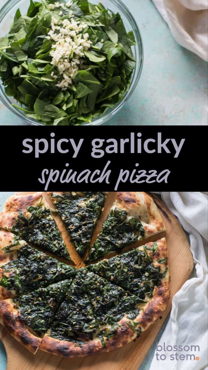 Spicy Garlicky Spinach Pizza