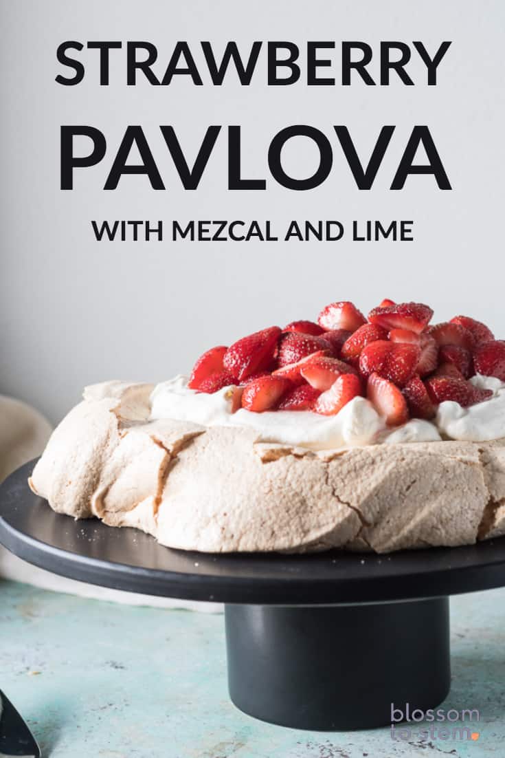 Strawberry Pavlova with Mezcal and Lime