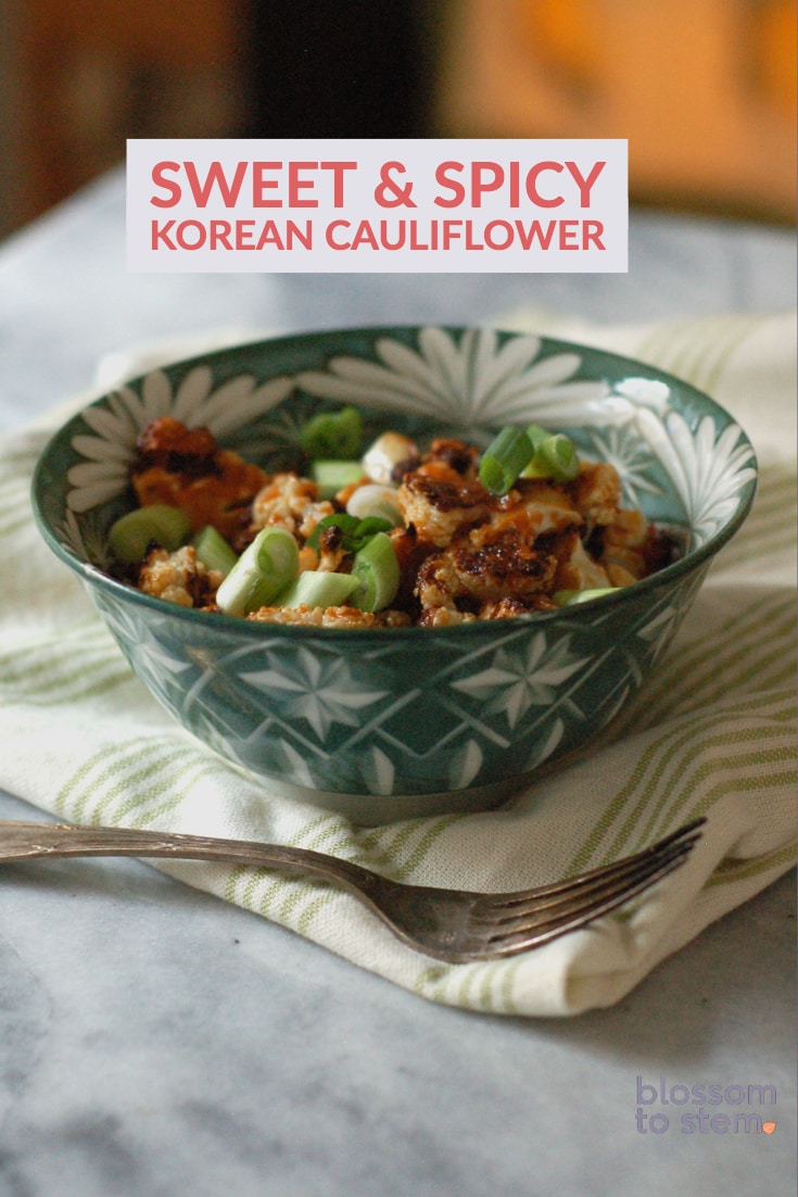 Sweet and Spicy Korean Cauliflower. This roasted cauliflower tossed in a garlicky, gingery, Korean barbecue sauce with gochujang is amazing.