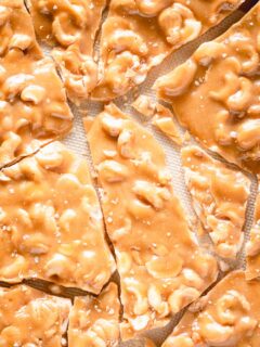 Cashew Brittle pieces up close