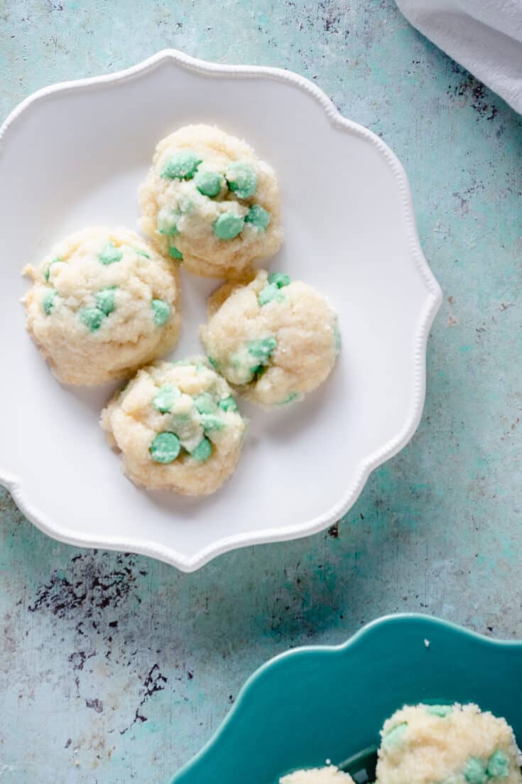 Mint Chip Cookies on a White Plate
