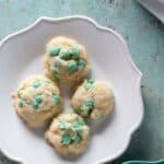 Mint chip cookies on a white plate