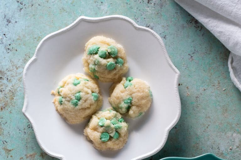 Mint chip cookies on a white plate