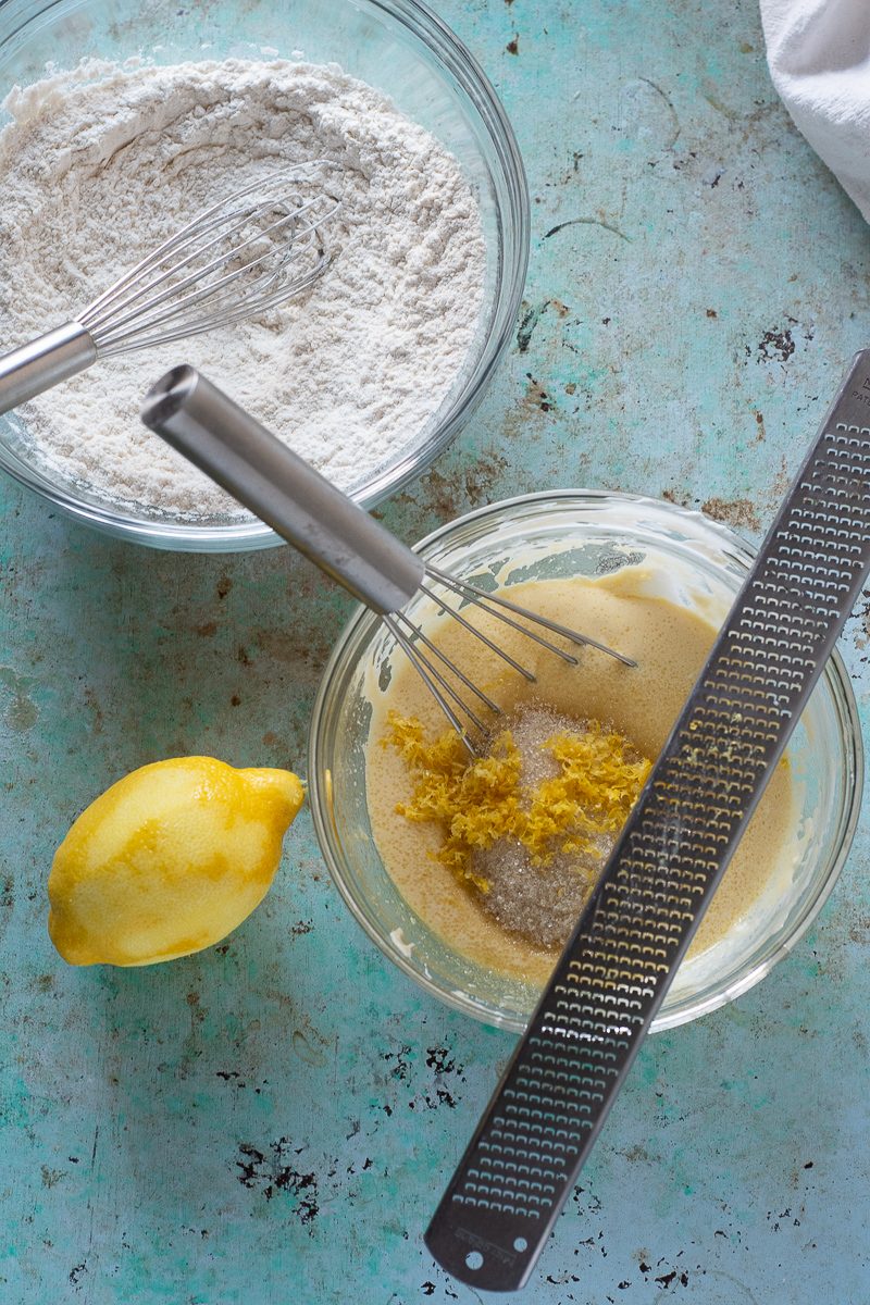Lemon zest added to wet ingredients