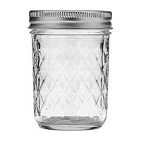 Ball Quilted Crystal Regular Mouth Half-Pint 8 Oz. Glass Mason Jars with Lids and Bands, 12 Count