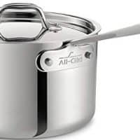 All-Clad 4204 with loop Stainless Steel Tri-Ply Bonded Dishwasher Safe Sauce Pan with Loop Helper Handle and Lid Cookware, 4-Quart, Silver (8701004419)