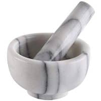 Greenco Marble Mortar and Pestle, 4.5", White/Gray