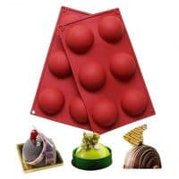 BAKER DEPOT 6 Holes Silicone Mold For Chocolate Cake Jelly Pudding Handmade Soap Round Shape Dia: 2 1/2 inches Set of 2