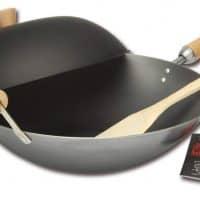 Joyce Chen 21-9972, Classic Series Carbon Steel Wok Set, 4-Piece, 14-Inch Charcoal