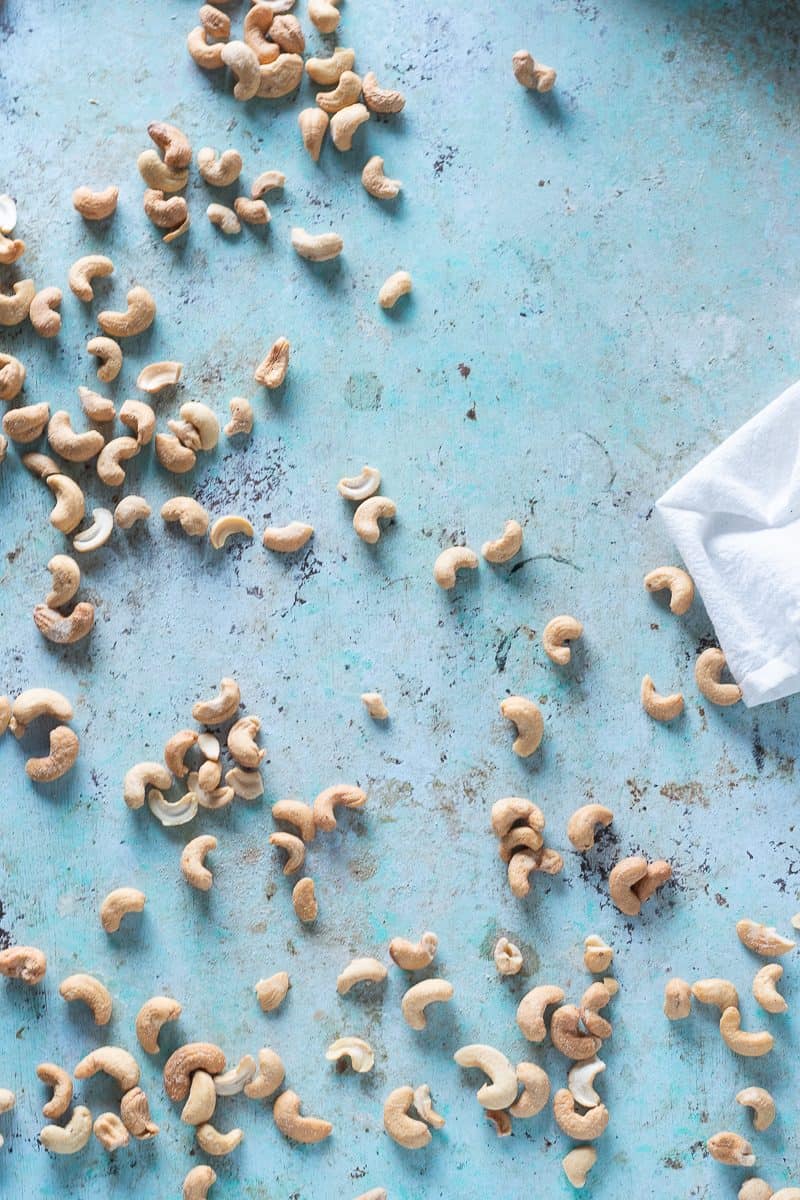 Cashews scattered