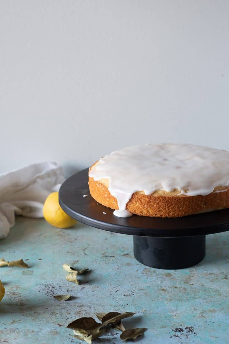 Makrut Lime Leaf Cake with lemon and a lime icing