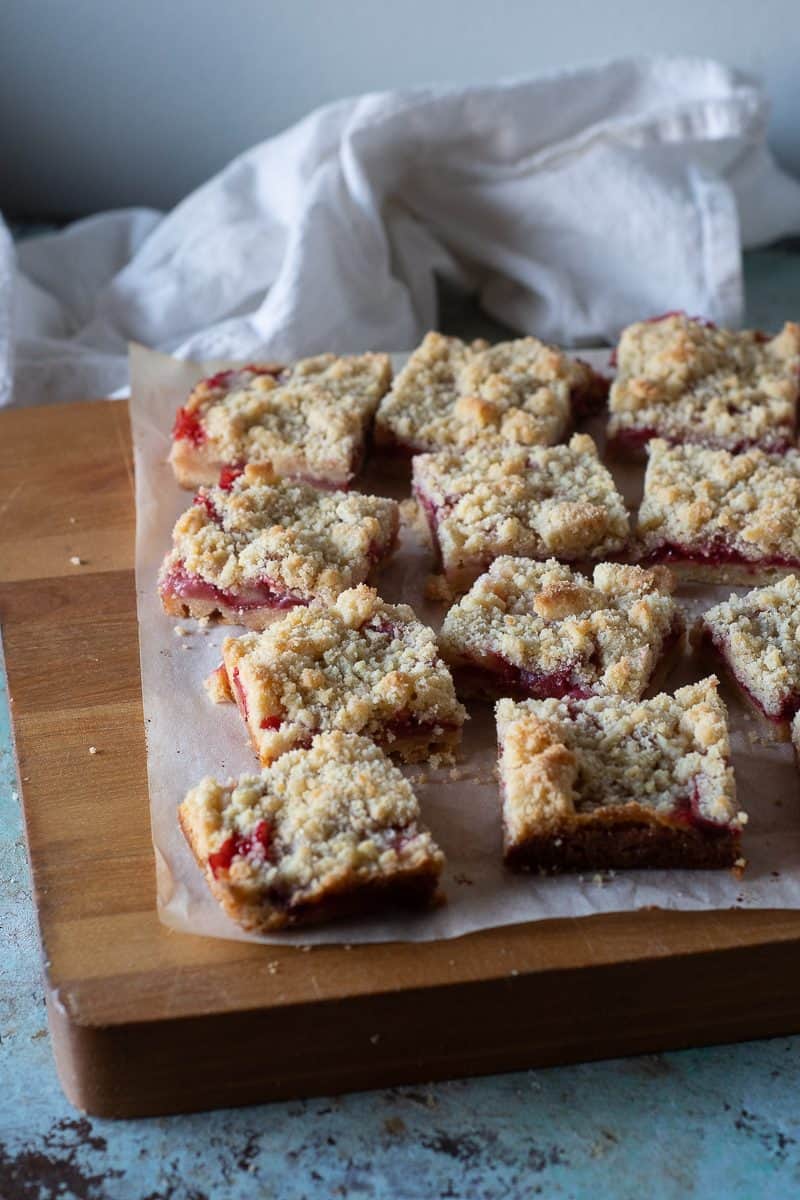 Strawberry Crumb Bars with lemon and coriander