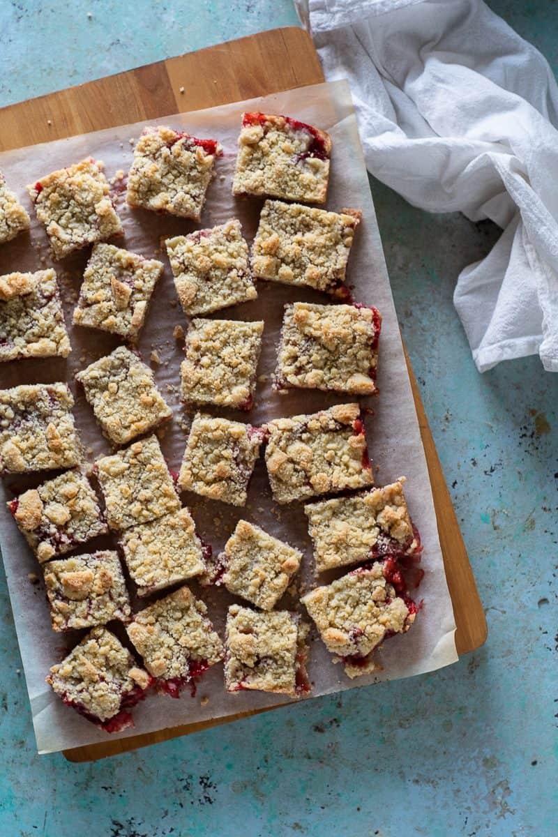 Strawberry Crumb Bars with Lemon and Coriander