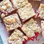 Strawberry Crumb Bars sliced, up close