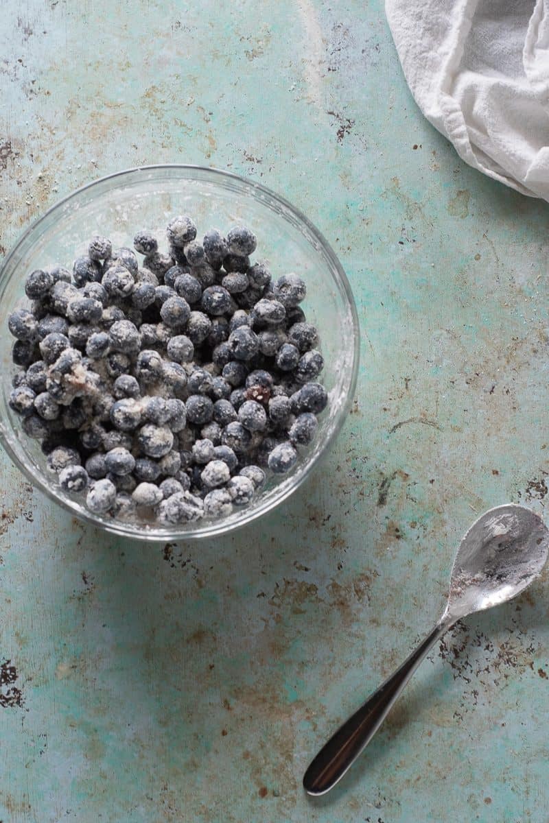 Blueberries tossed with sugar and tapioca starch