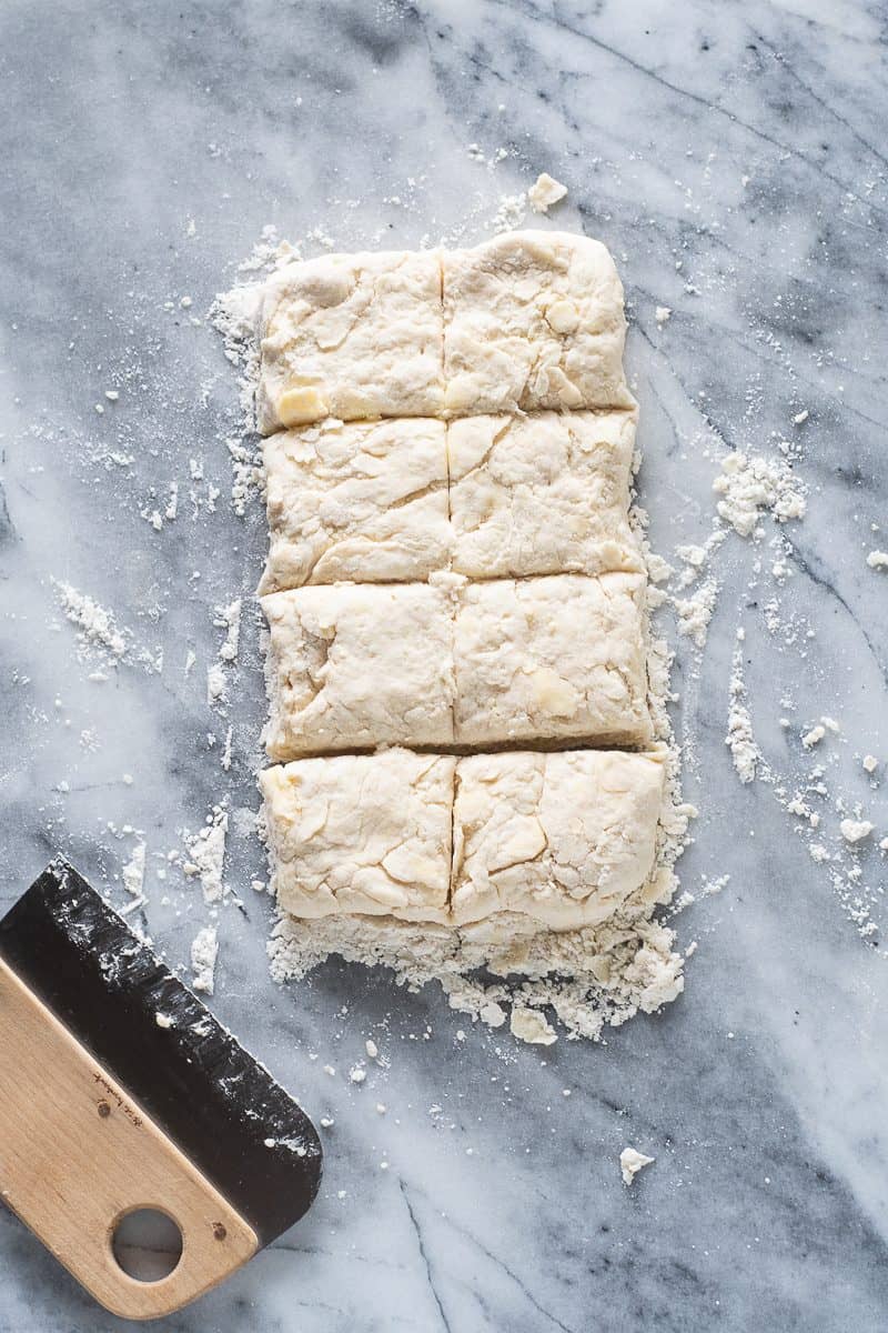 Cut biscuit dough