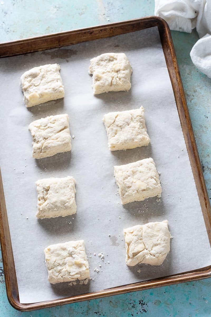 Buttermilk biscuits ready to go into the oven