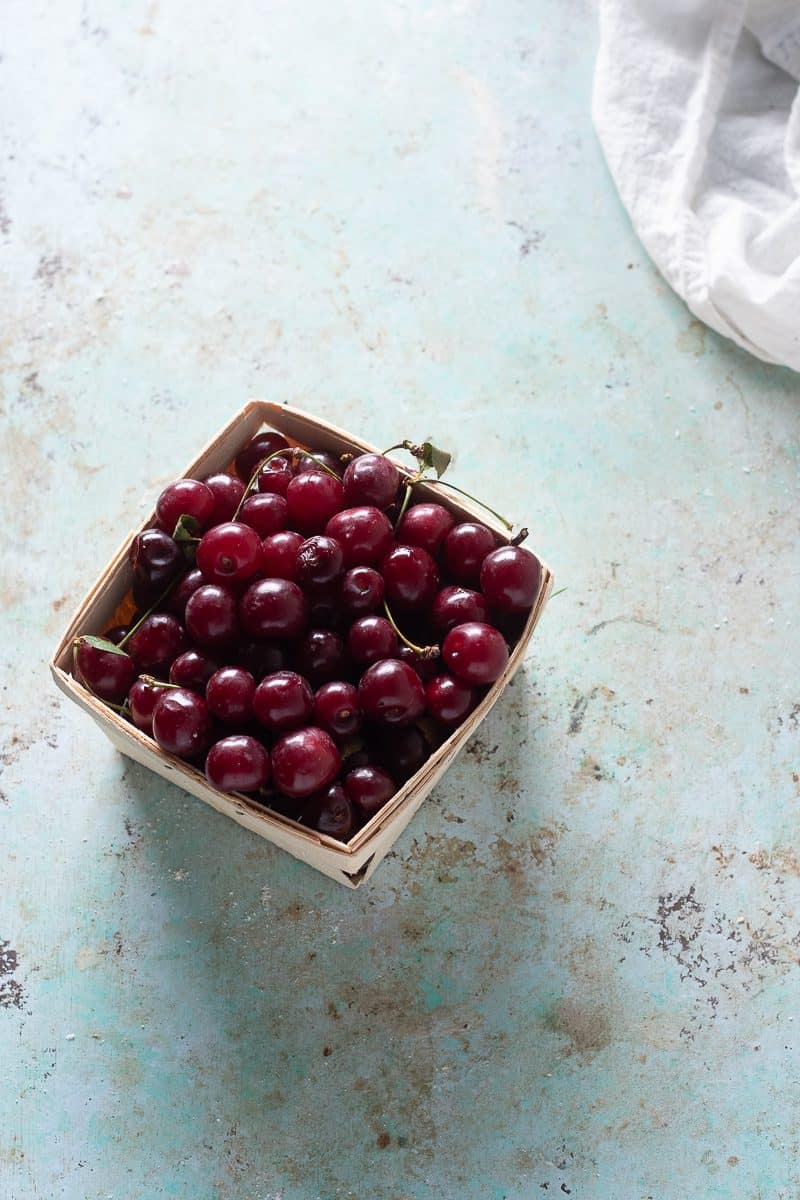 Tart cherries in a quart box