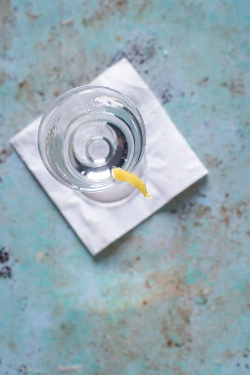 Overhead shot of a Dry Martini