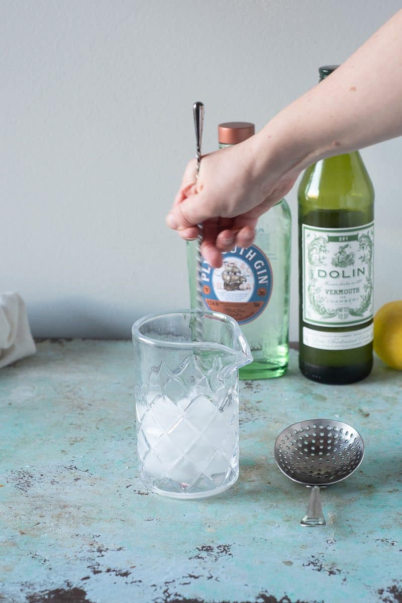 Stirring a Martini in a mixing glass