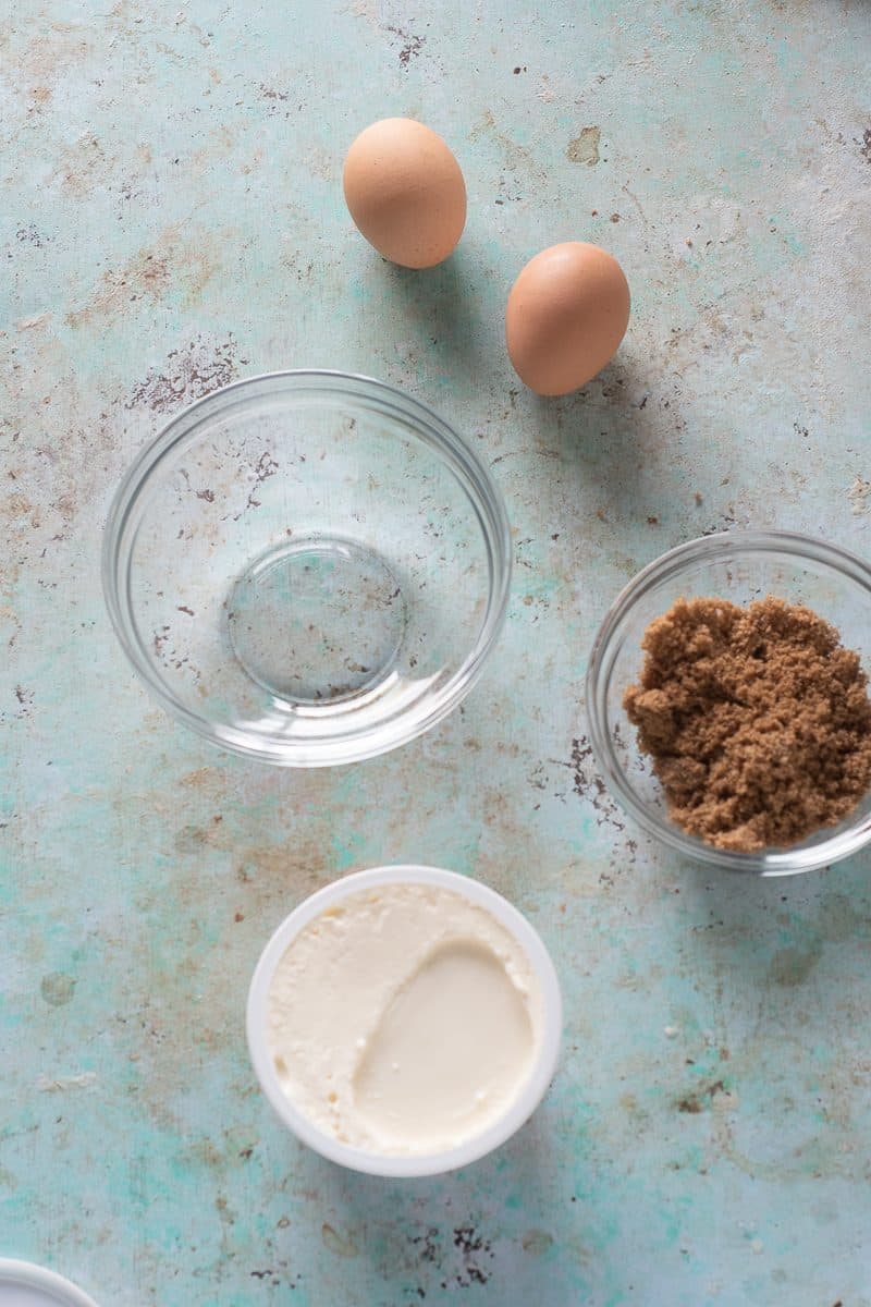 Creme fraiche, eggs, and brown sugar