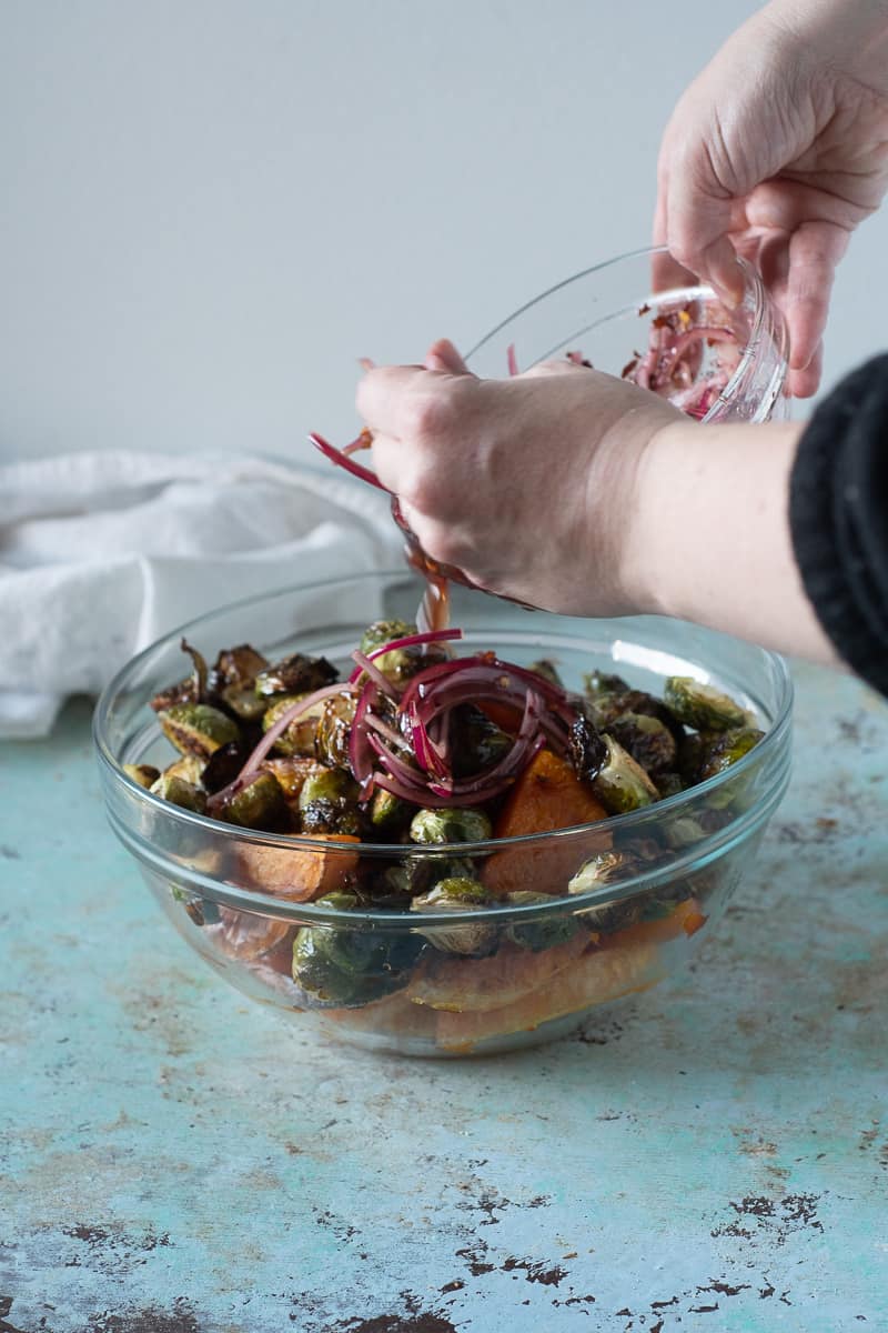 Adding agrodolce to roasted Brussels sprouts and butternut squash