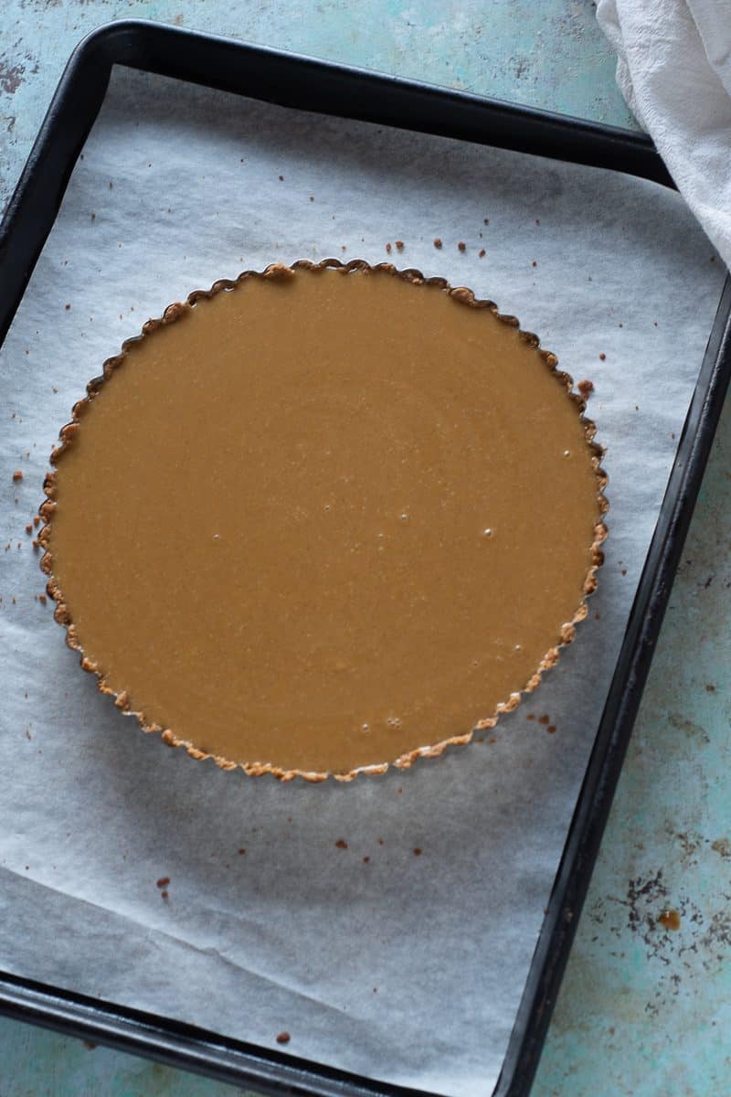 Caramel Pumpkin Tart before going into the oven