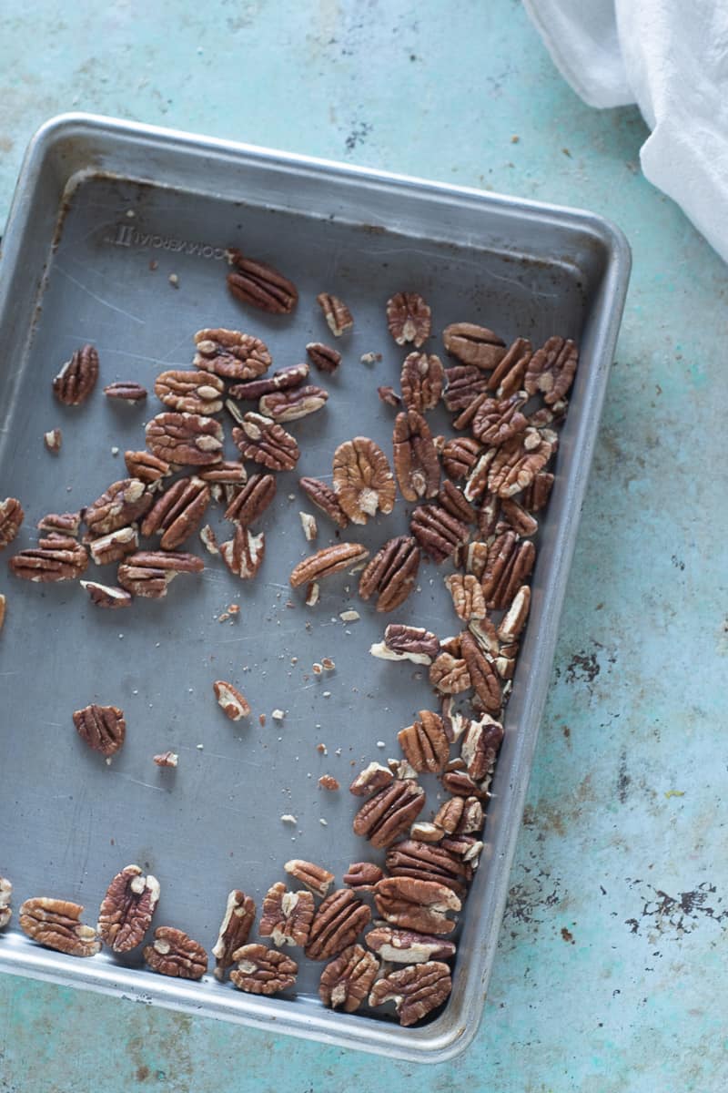 Toasted Pecans on a sheet pan