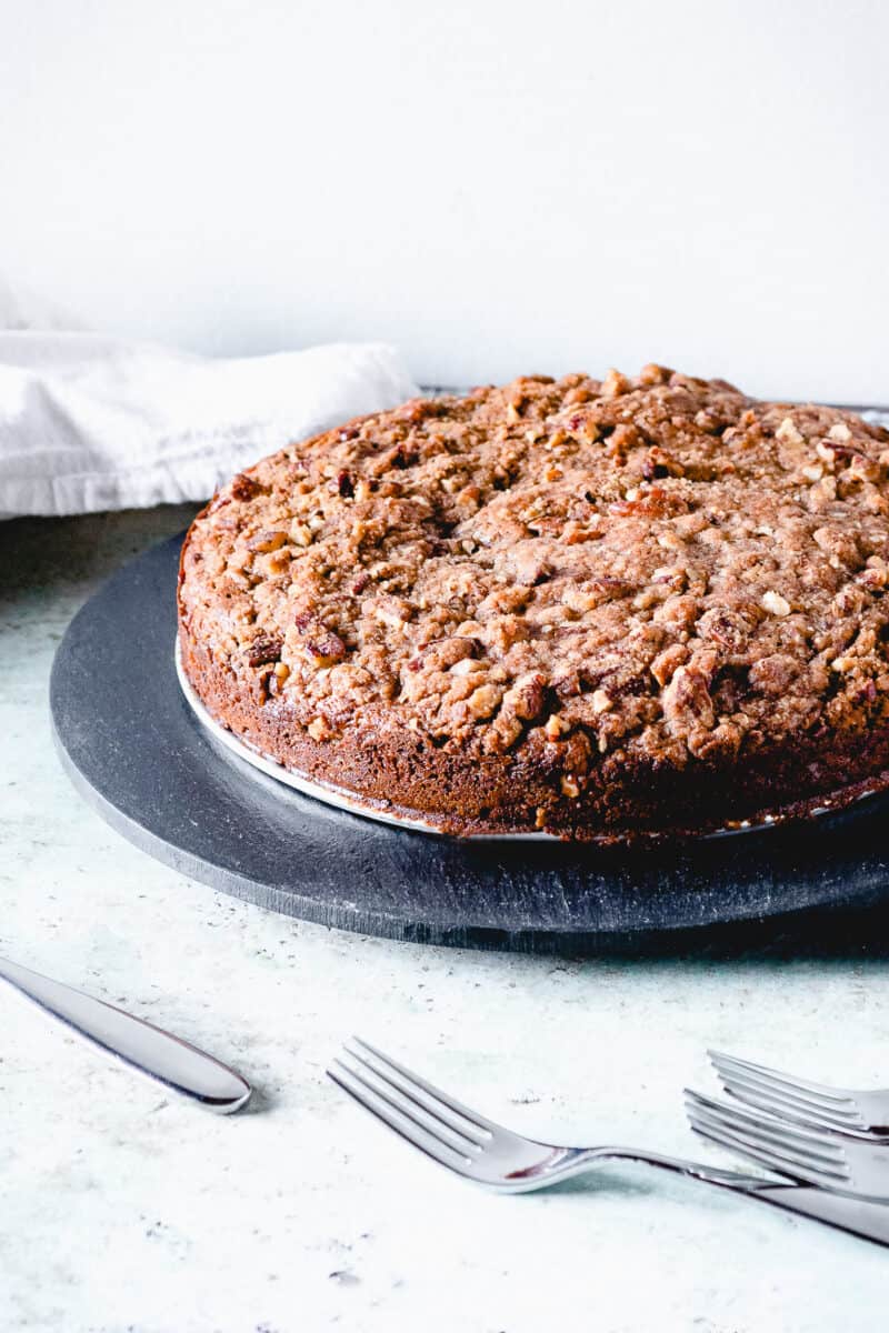 Pumpkin coffee cake, side view