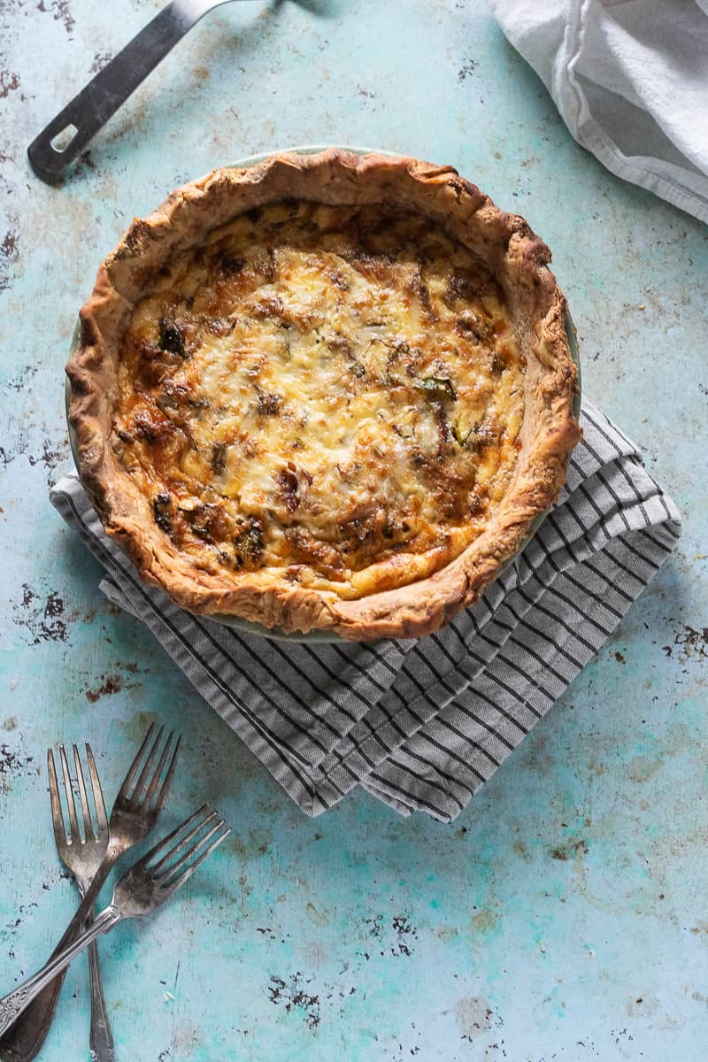 Quiche with Bacon and Brussels Sprouts.