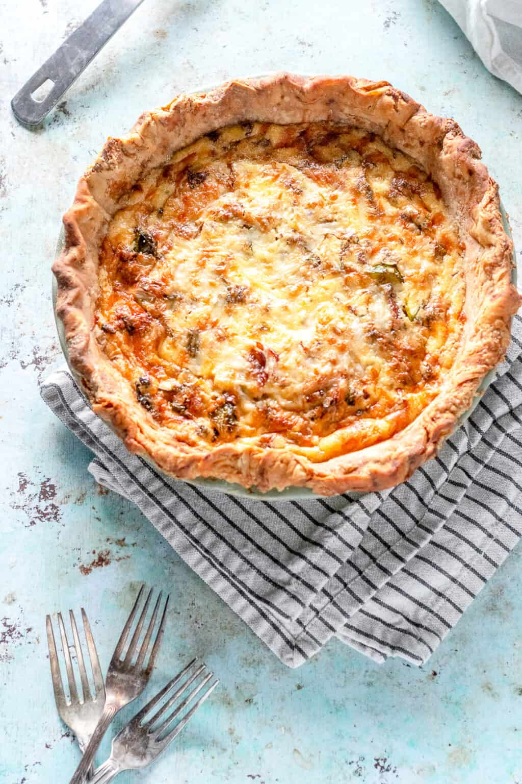 Quiche with Bacon and Brussels Sprouts Blossom to Stem