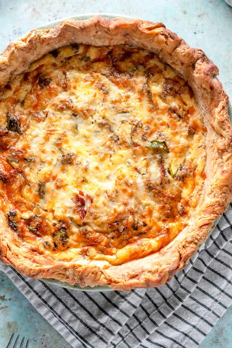 Quiche with Bacon and Brussels Sprouts Blossom to Stem