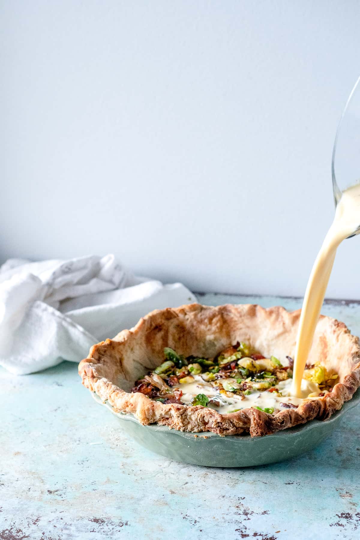 Quiche with Bacon and Brussels Sprouts Blossom to Stem