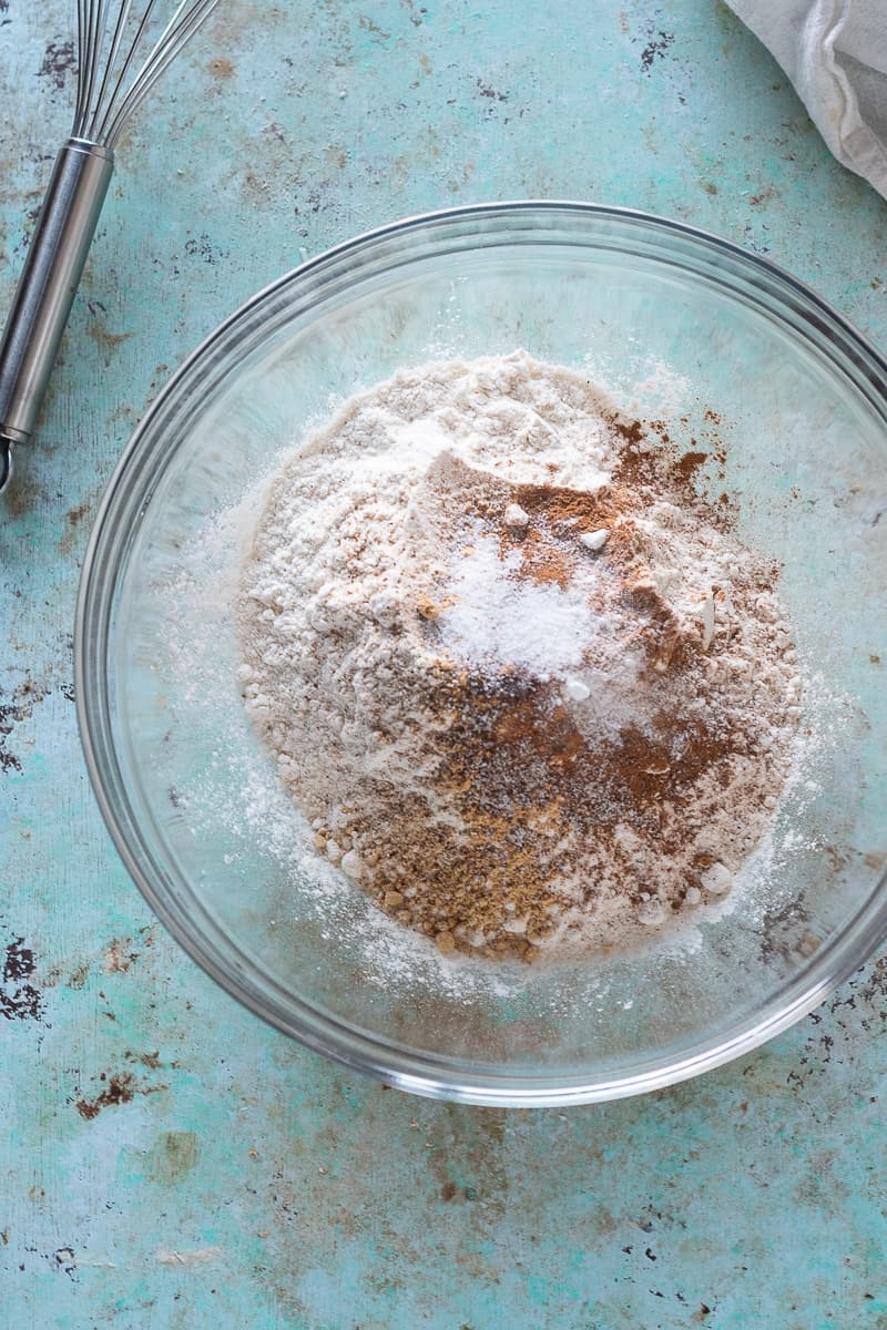 Flour and spices in a mixing bowl