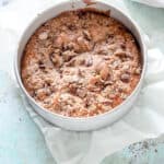 Strawberry Rhubarb Buckle in a springform pan