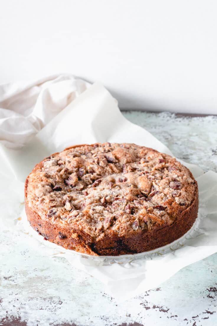 Strawberry Rhubarb Buckle on parchment paper