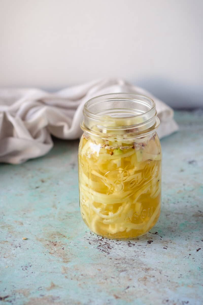 Quick Pickled Banana Peppers in a mason jar