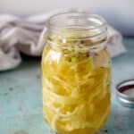 Quick Pickled Banana Peppers in a mason jar