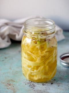 Quick Pickled Banana Peppers in a mason jar