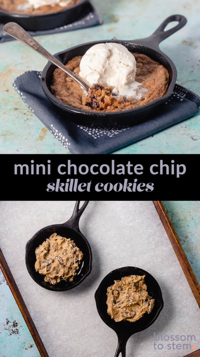 Mini Skillet Cookies, melty chocolate chip goodness - Blossom to Stem