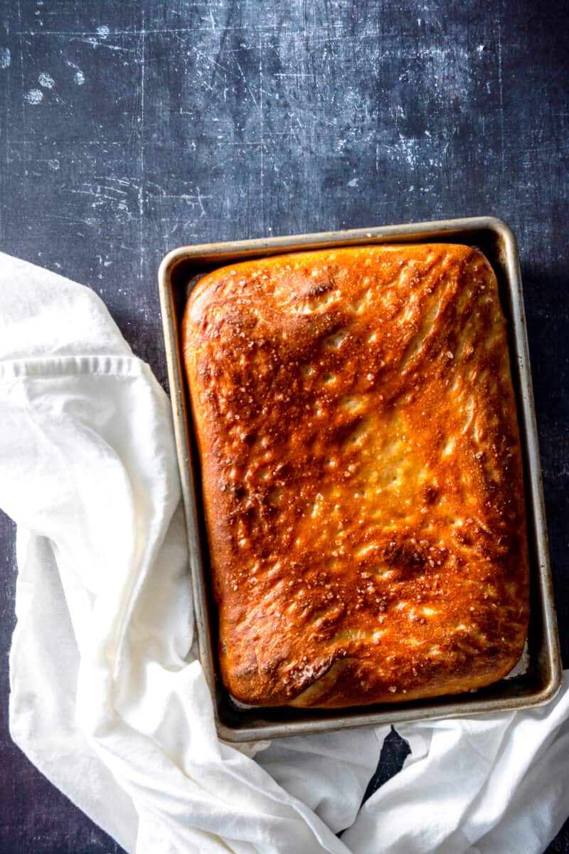 Focaccia in a sheet pan