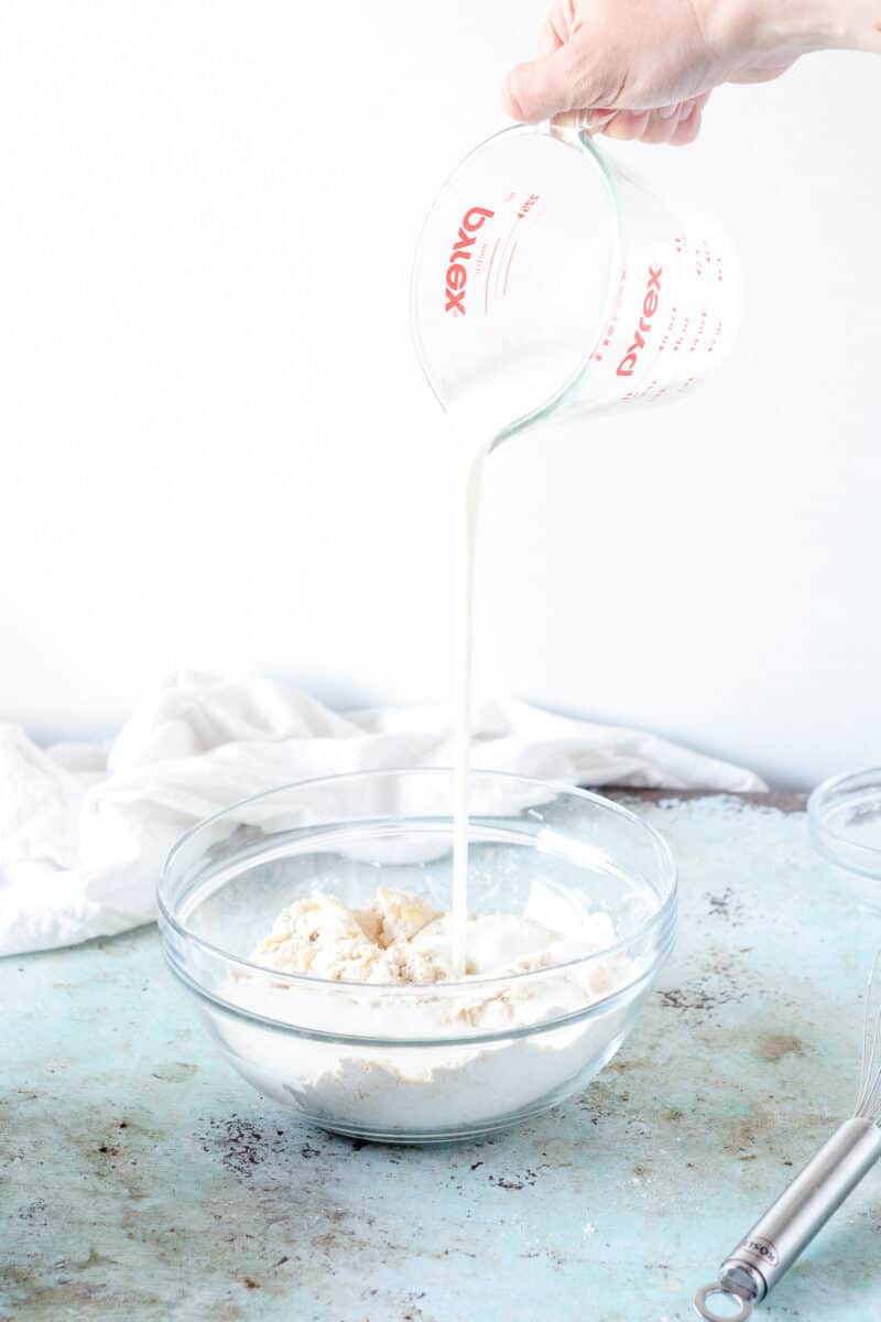 Buttermilk added to flour mixture