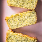 Three Slices of Lemon Poppy Seed Loaf Cake