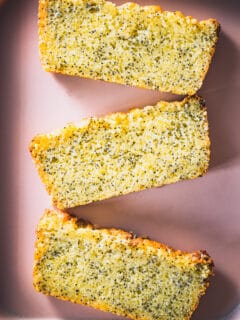 Three Slices of Lemon Poppy Seed Loaf Cake